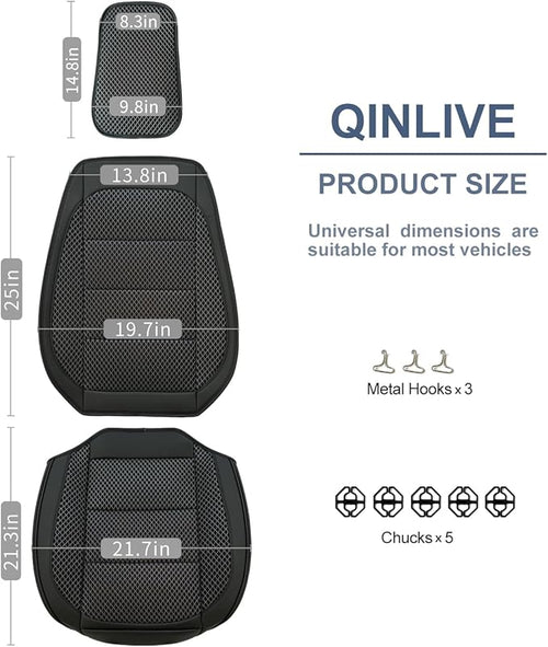 1 Pack Ventilated Cooling Car Seat Cover for Summer, 3D Air Mesh Breathable Leather Front Seat Protector with Storage Pocket, Universal Fit Non-Slip Seat Cushion for Car Truck SUV(Black)