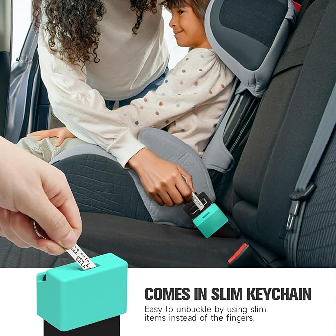 Morlike Silicone Seatbelt Secure Buckle Safety Cover Lock | Keep Children Safe in Car Seat and Prevent Kids from Accidentally Unbuckling | Buckle Guard Fits Almost Vehicles (Light Blue, 2 Pack)