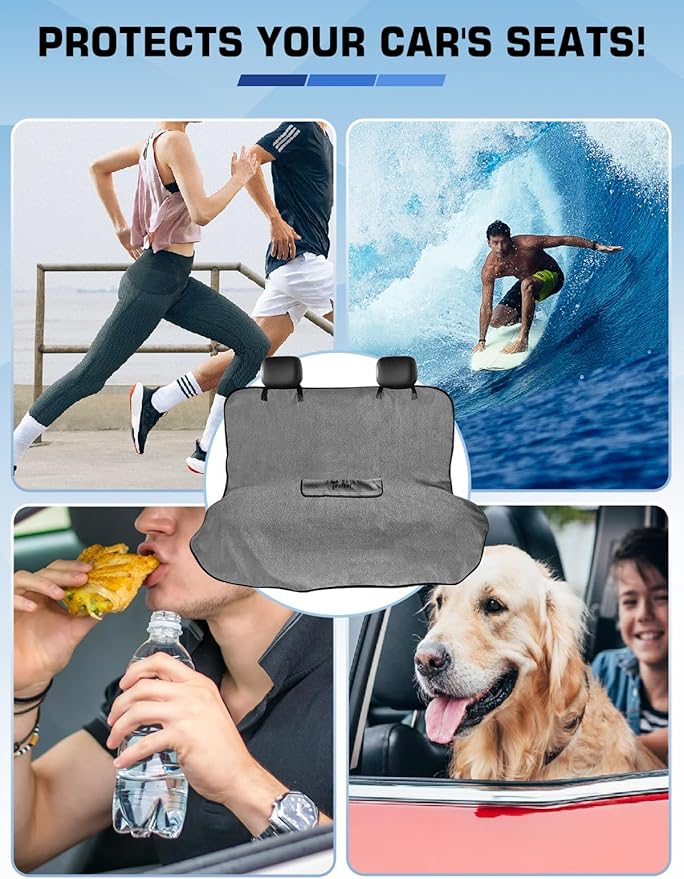 Terry Cloth Car Seat Cover - Waterproof Sweat Proof Towel Seat Protector, Washable Absorbent Seat Towel for Gym/Beach/After Workout, Reusable Part Seat Drape for Cars/Trucks Auto Accessories