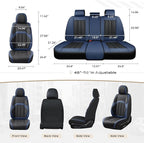 Coverado Car Seat Cover, Cover for Cars Full Seat, Premium Leather, Universal Fit Waterproof Seat Protectors, Car Seat Cushion Non-Slip for Most Cars-BlackBlue