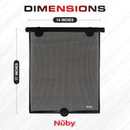 Nuby 14" Roller Vehicle Side Window Sun Protection Shade for Baby | 2 Pack | Pull Down with Suction Cups and Press Button Roll Up | Black