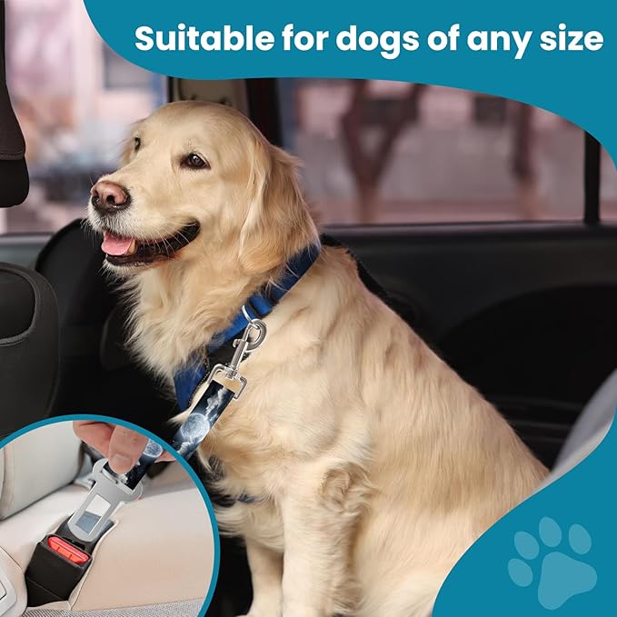 Adjustable pet cat and Dog car seat Belt，The Lanyard is Flexible and Adjustable from 20 to 33 inches(Beautiful Starry Sky)