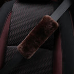 Soft & Cozy Australian Sheepskin Car Seat Belt Covers,2 Pack Fluffy Seatbelt Pads, Genunie Sheepskin Fur Shoulder Straps Cushions for Adults Kids Women and Men (Mocha)