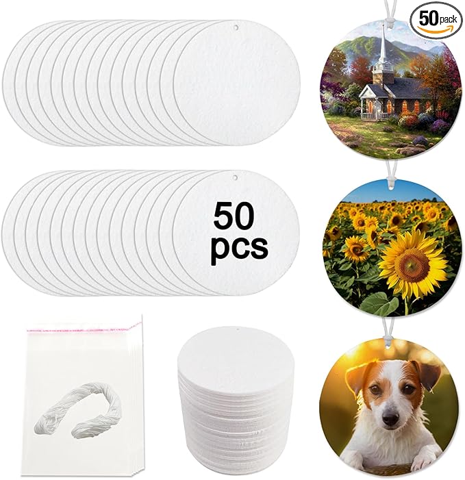 50 pcs sublimation air fresheners blanks Sublimation Blanks Products DIY Air Freshener for Car and Home Hanging Decoration Sublimation car freshener blanks (round))