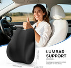 BEBAS Lumbar Support Pillow for Car, Memory Foam Back Cushion for Driving, Ergonomic Lumbar Pillow for Pain Relief, Comfort Lower Back Support for Office Chairs, Car Seat, Wheelchair -Black