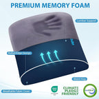 Large Lumbar Support Pillow for Office Chair, Car Seats and Home Desks, Ergonomic Back Support with Double Adjustable Straps, Machine Washable Cover, Gray