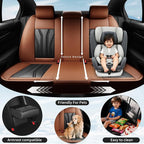 Fit HRV Car Seat Covers Compatible with Honda HRV 2016-2025 2026, Premium Leather Breathable, Wear Resistant, Airbag Compatible, All-Weather Protection & Full Coverage, Full Set Brown&Black