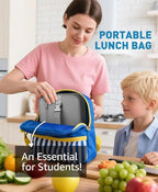 Small Lunch Box Insulated Lunch Bag for Women Men, Bento Kids Lunch Box, Compact Portable Thermal Meal Cooler Bags with Buckle Handle for Work & School, Gray 5L