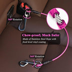VIVAGLORY Dog Seat Belt Tuffbelt Dog Car Harness, Seatbelt with Clip & Hook for Car Travel, Chew Proof Anti Chew Unchewable Metal Safety Tether Restraint, L, Pink
