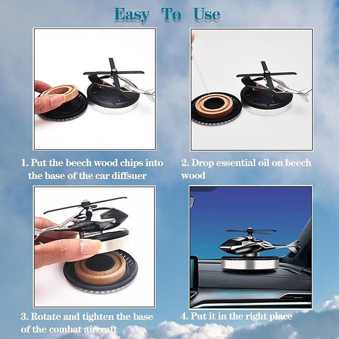 [ Military-Grade Fighter] Car Air Freshener, Alloy Solar Rotating Car Essential Oil Diffuser with Cologne Natural Plant Essential Oil, Car Aromatherapy Dashboard Decorations