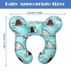Baby Head Support Pillow for Newborn Toddler, Baby Neck Pillow Upgraded Comfortable Sleep Cushion for Car Plane Stroller Pushchair - Shark B