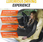 ZONETECH Sheepskin Seat Covers Fuzzy Car Seat Covers Tan Australian Merino Wool Fluffy Fur Auto Accessories All Season Protection for Your Seats Universal Fits Most Car SUV Airbag Compatible