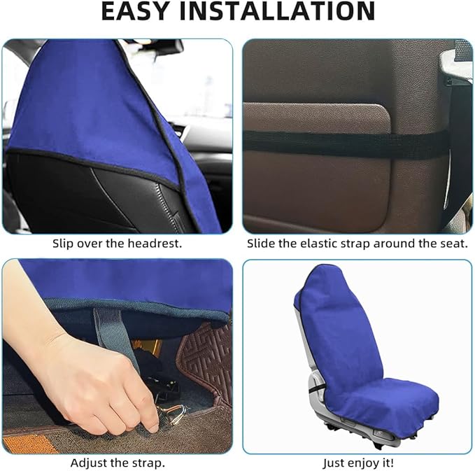 Waterproof Sweating Car Seat Cover for Post Gym Workout, Running, Swimming, Beach and Hiking, Universal Fit Non-Slip Bucket Seat Protector for Cars SUV Trucks, Machine Washable (Blue)