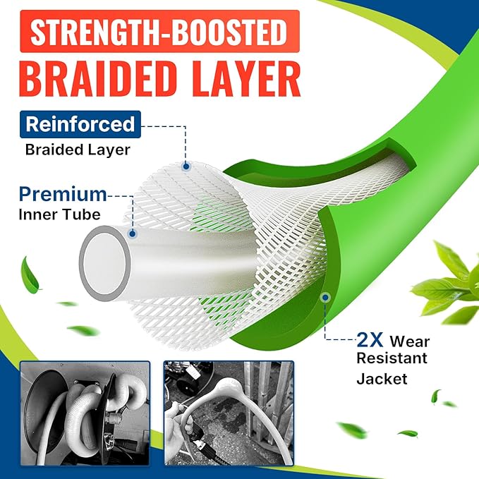 YAMATIC Upgraded Flexible Pressure Washer Hose 100FT 1/4", 3200 PSI Non-Kink Replacement with M22-14mm & 3/8" Quick Connect Adapters, Extension for Gas Power Washer Troy-Bilt Ryobi Honda Craftsman