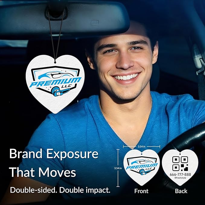 10-1000 Pcs Custom Air Fresheners with Picture - Personalized Photo/Logo/QR Code/Text, Bulk Promotional Car Gifts for Business Branding Events (A6-Heart)