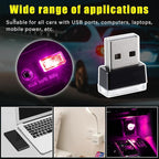 Augeny 4 PCS USB LED Car Interior Atmosphere Lamp, Plug-in USB Decor Night Light, Portable Auto Ambient Lighting Kit, Universal Vehicle Interior Accessories for Most Cars (Purple)