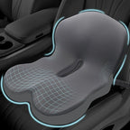 Memory Foam Seat Cushion for Sciatica & Back Pain Relief - Ergonomic Chair Pad with Adjustable Strap & Supportive Comfort Cover, Non-Slip for Car, Truck, Office Chair - Dark Gray