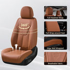 FLORICH Car Seat Covers, Brown Leather Seat Covers for Cars, Faux Nappa Leather Automotive Seat Protectors, Car Seat Cushions Universal Fit for Most Sedans SUVs Trucks - Brown