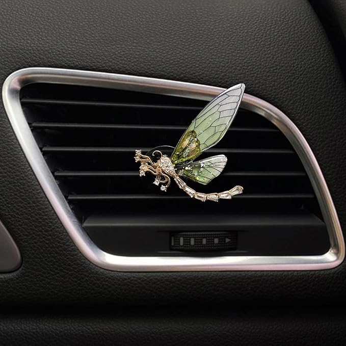 Bee Butterfly Dragonfly Car Aromatherapy Diffusers - 3 Pcs Green Vent Clip Car Decoration & Interior Decor Accessories