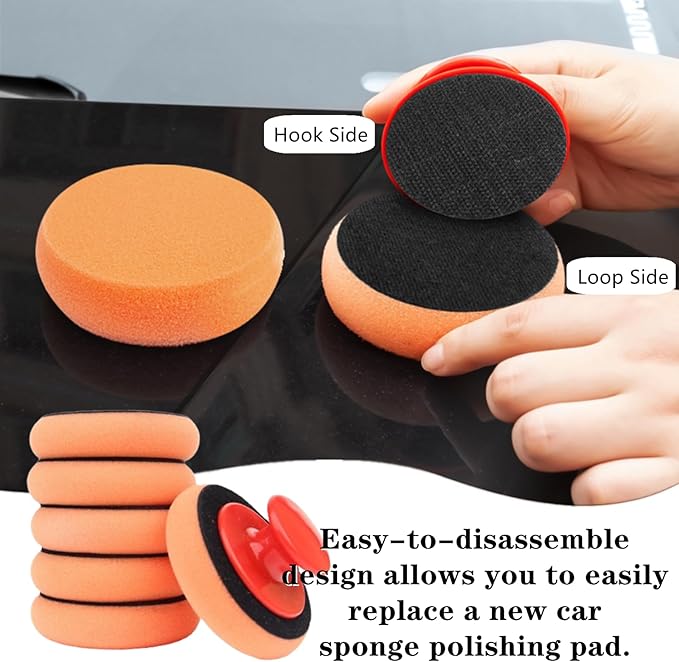 6 Pcs Car Sponge Polishing Pads Professional Wax Applicator Pads with Handle for Car Polishing