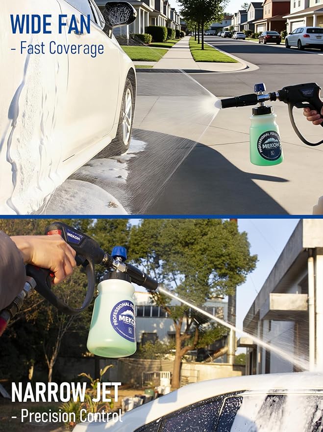 MEKOH Foam Cannon for Pressure Washer, Thick Snow Car Wash Foam Gun with 1.1mm Orifice & 1/4" Quick Connect, Pressure Washer Soap Cannon Attachment for Auto Detailing, Big Mouth Foam Blaster, 4000 PSI