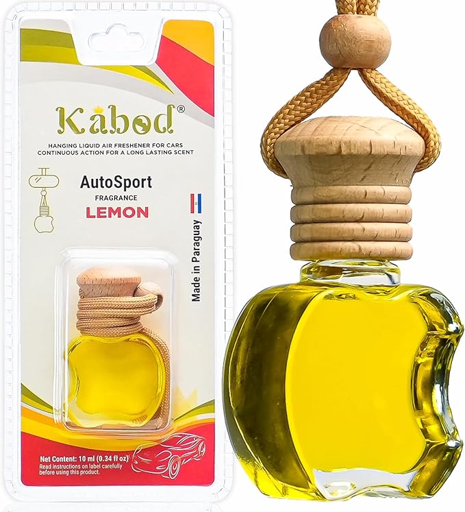 Kabod Lemon Car Air Freshener | Hanging Essential Oil Diffuser | Natural Odor Eliminator | Long-Lasting Fragrance | 10 ml