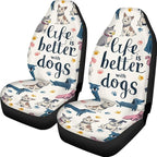 BIGCARJOB Cute Dogs Car Seat Covers Set for Front Only Car Interior Seat Rugs 2 Pcs Car Accessories Auto Front Seat Protector Set for Women