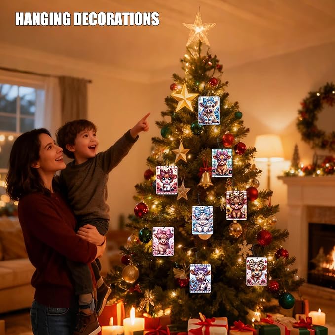 Car Air Fresheners Highland Cow Gifts Ornament for her 8 Pack, Cute Cow Hanging Car Accessories Interior for Women Wife Girls Lover Home Decorations Gift Birthday Party Valentines Day Gifts