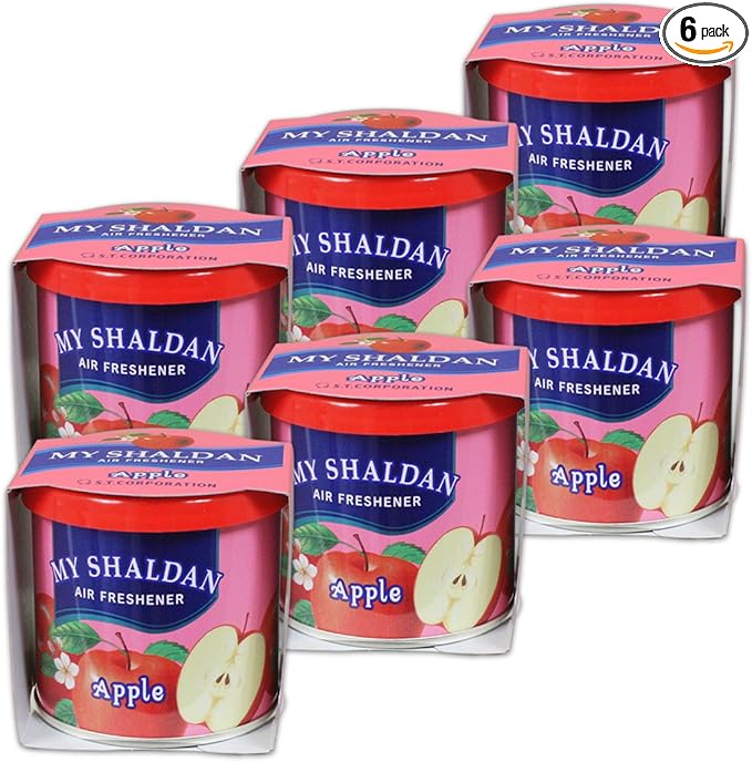 Auto Dynasty Pack of 6 My Shaldan Japanese Car Cup-Holder Natural Air Freshener Cans, (Apple Scented)