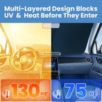 Windshield Sunshade for Dodge RAM 1500 2019-2023 2024 2025 2026 - Innovative No-Light-Pass Technology, Mirror Cut-Out, Blocks 99% UV Rays, Fade-Resistant, Easy-Fold RAM 1500 Windshield Sun Shade