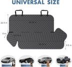Backseat Cover for Dogs, Waterproof and Non-Slip Pet Bench Seat Covers, Car Seat Protector for Back Seat, Universal Size Rear Car Seat Cover Fits Cars, Trucks and SUVs, L-Charcoal Grey&Grey