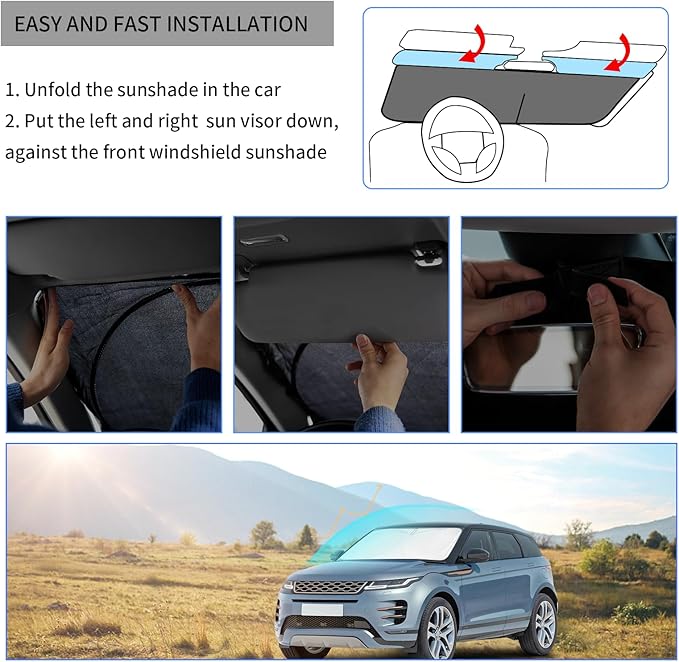 Sunshade Windshield Sun Shade for Kia K5 2021-2026 K900 Stinger Accessories, Custom Fit KIA Stinger 2017 2018-2022 2023 Front Window Foldable Sun Visor Protector Retractable UV Reflector Blocks UV Ray