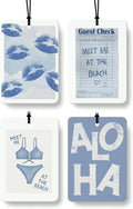 Blue Beach Cowgirl Cologne Car Air Freshener 4 Pcs, Preppy Cute Western Coastal Cowgirl Hanging Air Freshener for Cars Bathroom Dorm Books Decor, Girly Beach Accessories Gifts for Women Girls