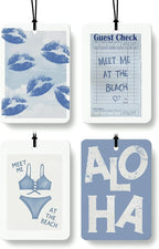Blue Beach Cowgirl Cologne Car Air Freshener 4 Pcs, Preppy Cute Western Coastal Cowgirl Hanging Air Freshener for Cars Bathroom Dorm Books Decor, Girly Beach Accessories Gifts for Women Girls