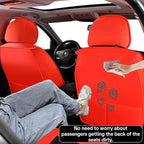 Car Seat Cover Set, Red and Black Seat Covers, Automotive Interior Accessories, Waterproof Synthetic Leather, Protect and Upgrade Your Car Interior, Fits Most Vehicles, Airbag Compatible