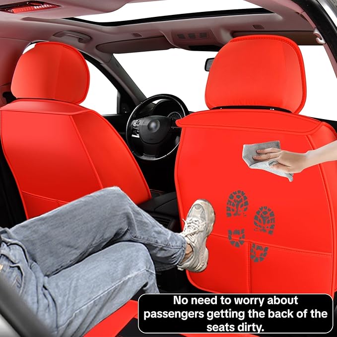 Red Car Seat Covers for Ford Bronco Sport 2021-2025 Car Seat Cover, Waterproof Faux Leather, Full Set of 5 Seats, Wear Resistance, Easy to Clean and Install, Protect and Upgrade Seats