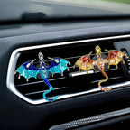 2 Pcs Bling Dragon Car Air Freshener Vent Clips, Crystal Rhinestone and Enamel Dragon Air Vent Clips Car Diffuser Cute Car Interior Decoration Accessories for Women Gift (Blue Red)