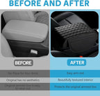wuyaoyao Car Center Console Cover, 12.2"×8.27"×1.97" Leather Center Console Protector, Auto Armrest Pad with 2 Storage Pocket, Universal Armrest Cover Cushion for Most Cars, Trucks, SUVs (Black)
