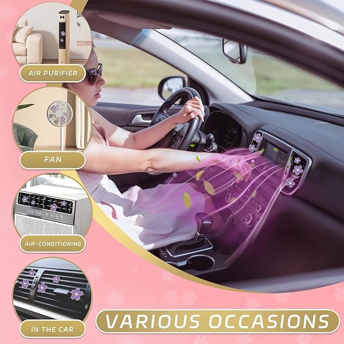 6 Pack Colorful Daisy Flower Car Air Vent Clips Car Air Outlet Freshener Clip for Car Interior Decoration Accessories (Purple)
