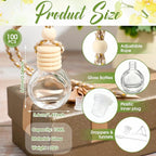 Inbagi 100 Pcs 10ml Car Hanging Perfume Bottle Car Air Freshener Empty Glass Diffuser Bottles Hanging Fragrance Perfume Pendant Refillable Aromatherapy Essential Oils Bottle Auto Ornaments Decor