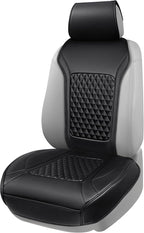 CAR PASS 1Pcs Nappa Leather Front Seat Cover for Cars, Waterproof Sideless Car Seat Cover, Durable Non-Slip Seat Protector Cover Universal Fit for Most Automotive, Vans, SUVs, and Trucks, 1 Pack Black