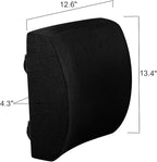 Lumbar Pillow for Chair and Car, Back Support for Office, Memory Foam Cushion with Mesh Cover - Black