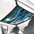 Moon Mountain Car Ceiling Cargo Net Pocket Hanging Storage Bag with Zipper 31.5"x21.6" Double-Layer Mesh Car Roof Storage Organizer Long Road Trip Truck SUV Travel Camping