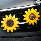 2 Pieces Sunflower Air Vent Clips Flower Car Accessories Cute Car Air Freshener Sun flower Gift Decorations Charm Car Clip Interior Air Vent Decor