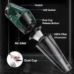 Minthouz Handheld Vacuum Cordless, Strong Suction Car Vacuum Cleaner with LED Light, Long Runtime Hand Vacuum Cordless Rechargeable, Hand Held Vac with Charging Base for Home/Car/Pet/Office