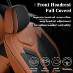 Coverado Front Seat Covers, Car Seat Covers Front Seats, Leather Seat Covers for Cars, Automotive Seat Covers Car Seat Protector Car Accessories Fit for Most Sedans SUV Pick-up Truck(Black&Brown)