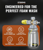 Professional Foam Cannon for Pressure Washer, 1L Wide Mouth Foam Sprayer with Adjustable Nozzle, Heavy Duty Soap Cannon Kit Includes 1.2mm & 1.25mm Orifice for Car Wash
