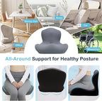 Seat Cushion for Office Chair and Car, L-Shaped Ergonomic Car Seat Cushions, Memory Foam Chair Cushion, Lumbar Support Pillow for Wheelchair, Car, Home, Office, Desk, Gray