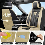 Fit Juke Car Seat Covers Compatible with Nissan Juke 2012-2015 2016 - Full Set Premium Leather， Waterproof Breathable， All-Weather Seat Cushion Protecto&Airbag Compatible （Beige & Black
