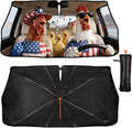 American Flag Chicken Car Windshield Sunshade Umbrella Funny Rooster Singing Sun Shade for Car Windshield Umbrella Upgraded Sunshades Blocks UV & Heat Front Window Shades for SUV Sedan Auto